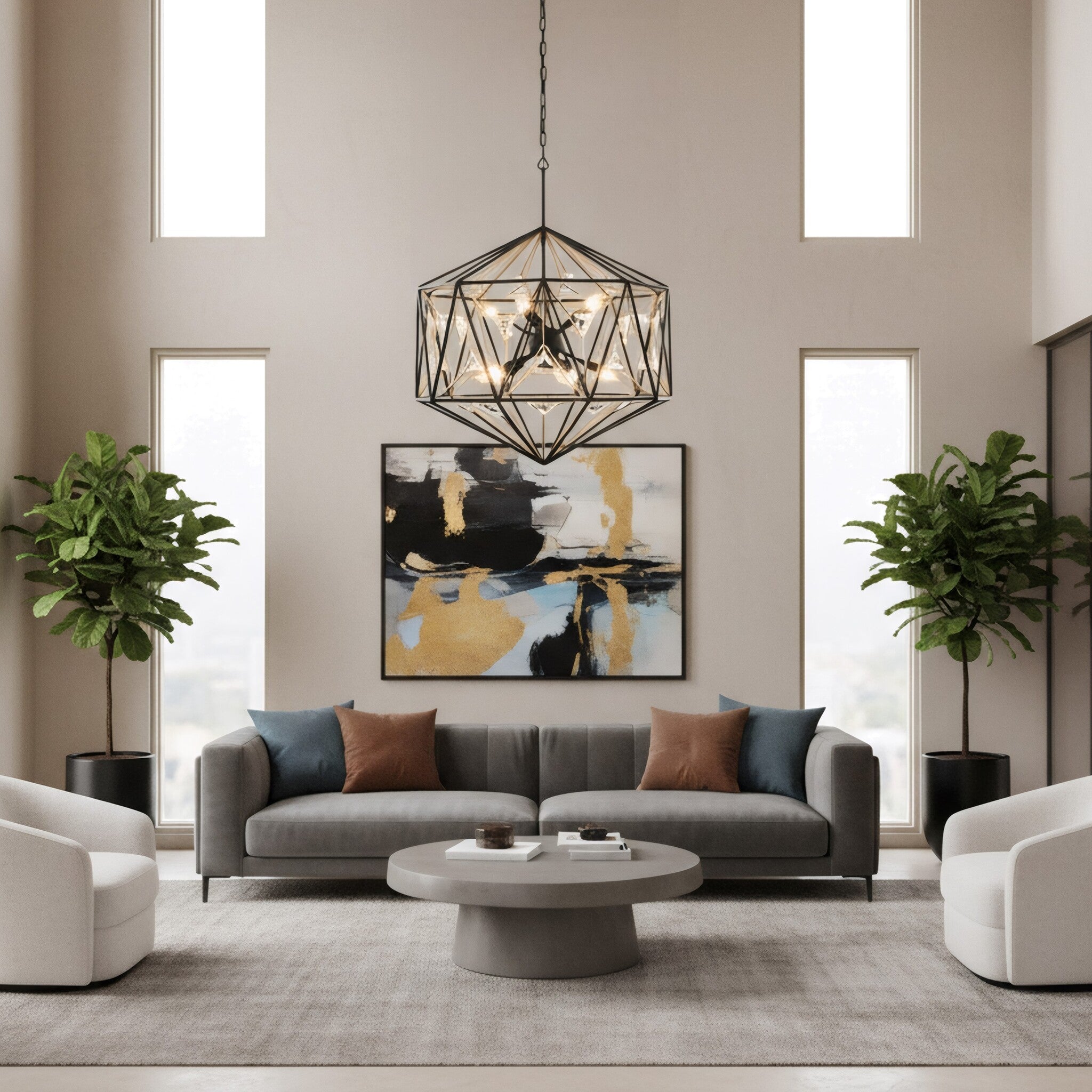 Marcia 10 Light Pendant - Matte Black/French Gold