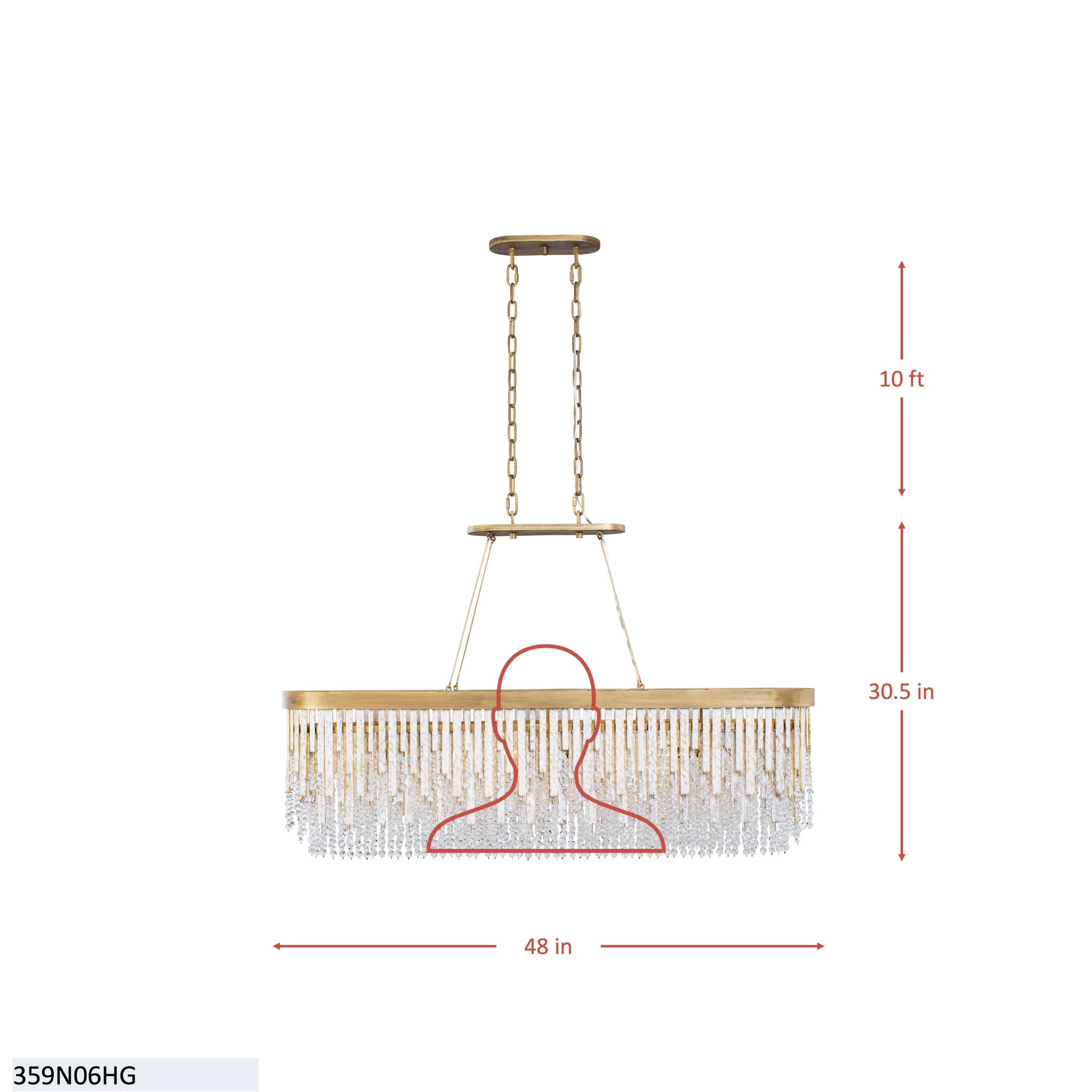 Lafayette 6 Light Linear Pendant - Havana Gold