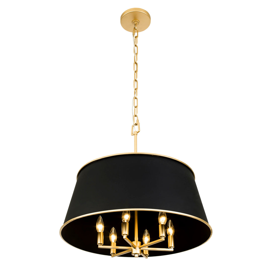 Coco 364P06MBFG 6-Light Pendant Light - Matte Black/French Gold