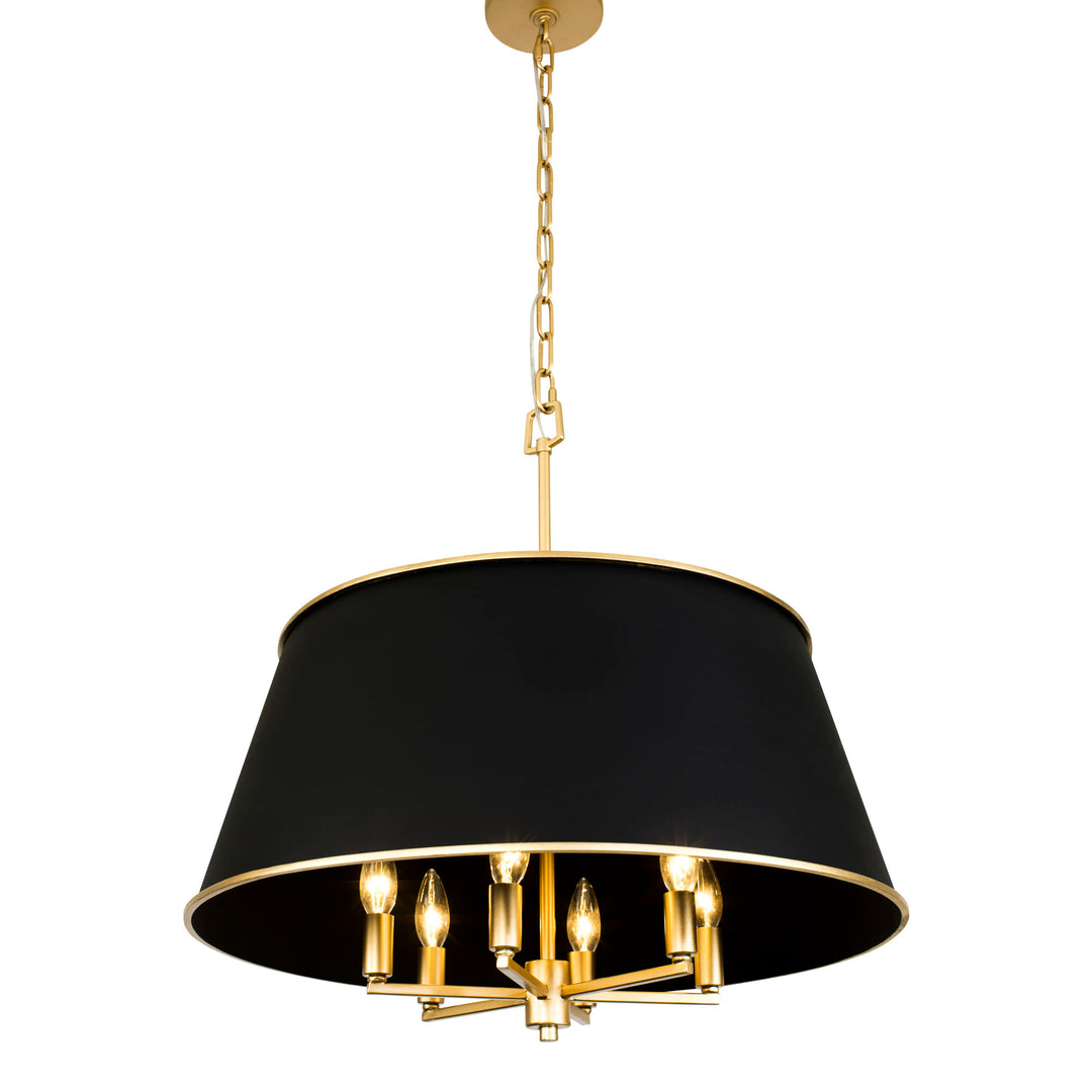 Coco 364P06MBFG 6-Light Pendant Light - Matte Black/French Gold