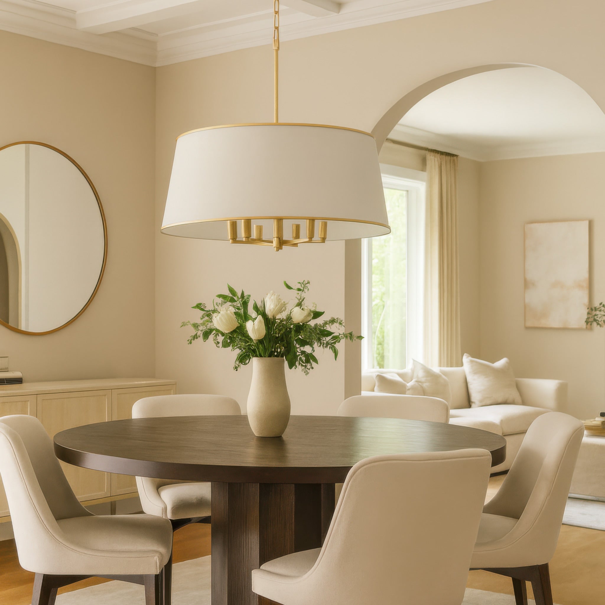 Coco 6 Light Pendant - Matte White/French Gold