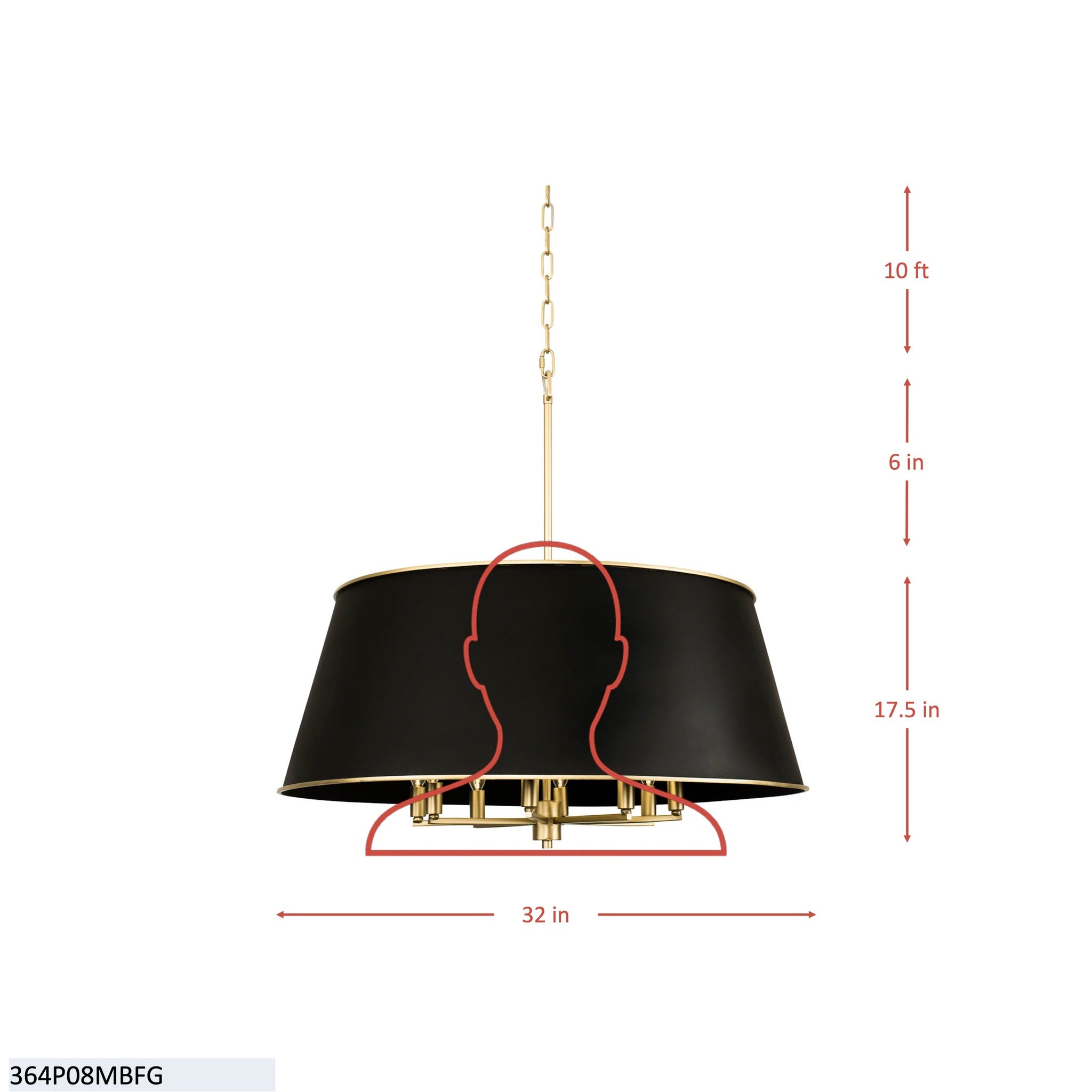 Coco 8 Light Pendant - Matte Black/French Gold
