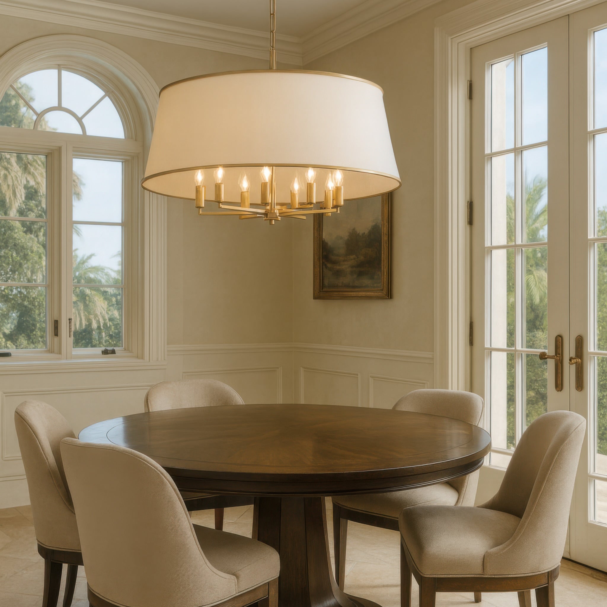 Coco 8 Light Pendant - Matte White/French Gold