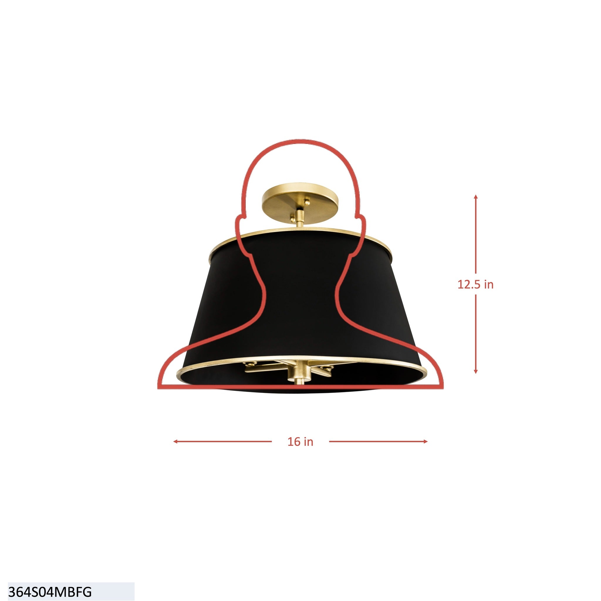 Coco 4 Light Semi-Flush - Matte Black/French Gold