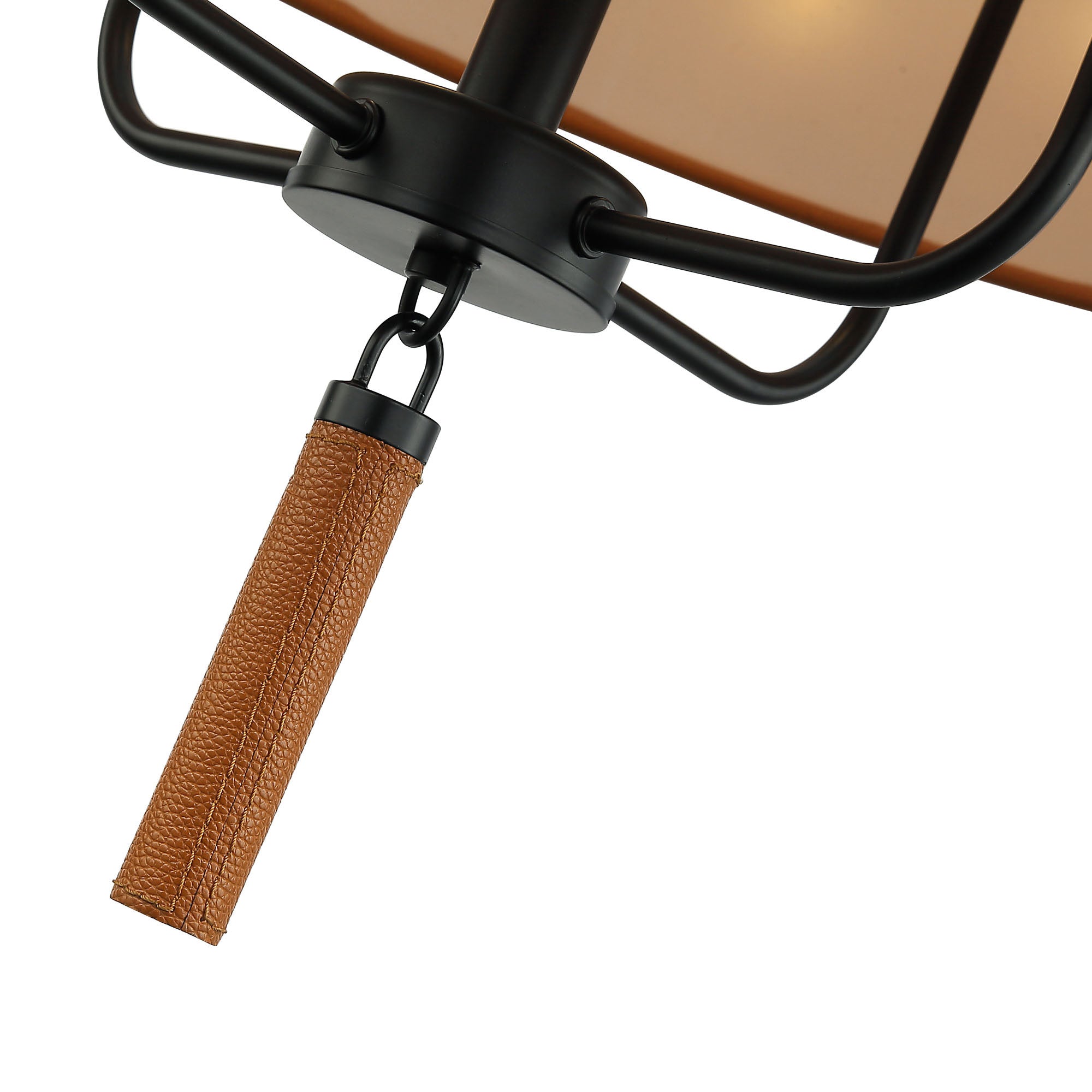 Secret Agent 4 Light Pendant - Black/Camel Leather