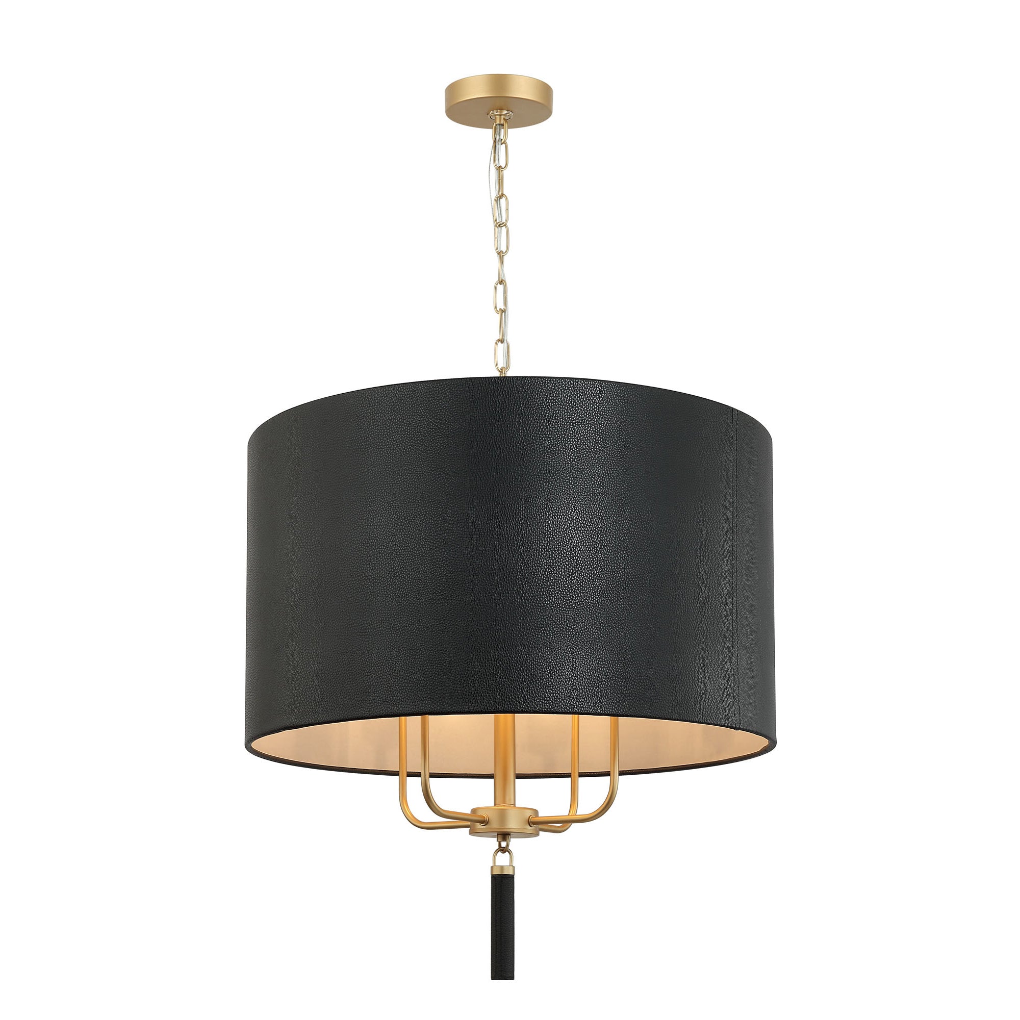 Secret Agent Pendant - Painted Gold/Black Leather
