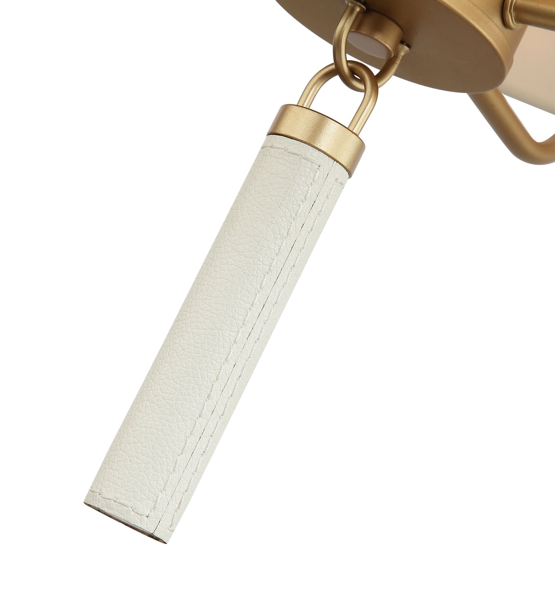 Secret Agent 4 Light Pendant - Painted Gold/White Leather