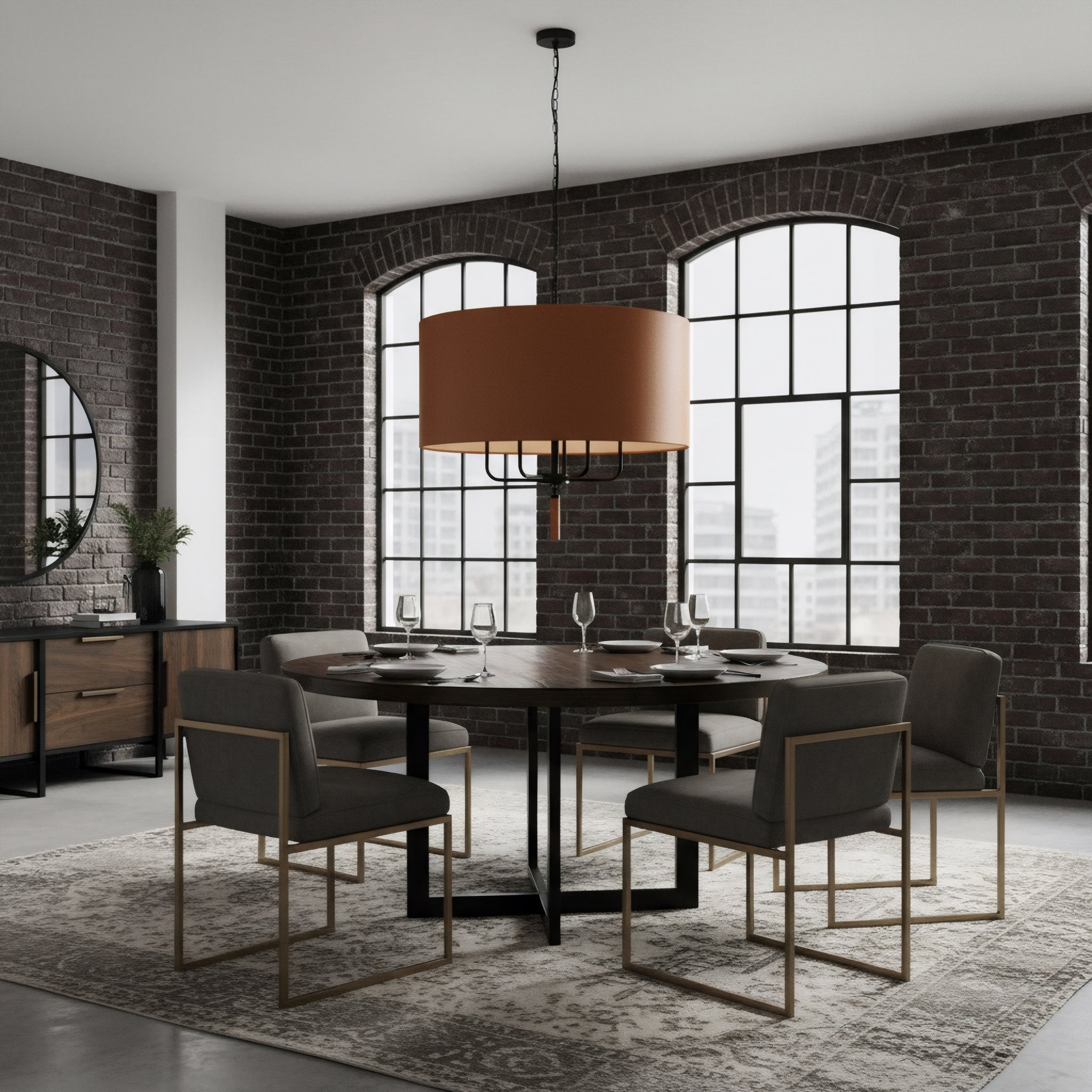 Secret Agent 5 Light Pendant - Black/Camel Leather