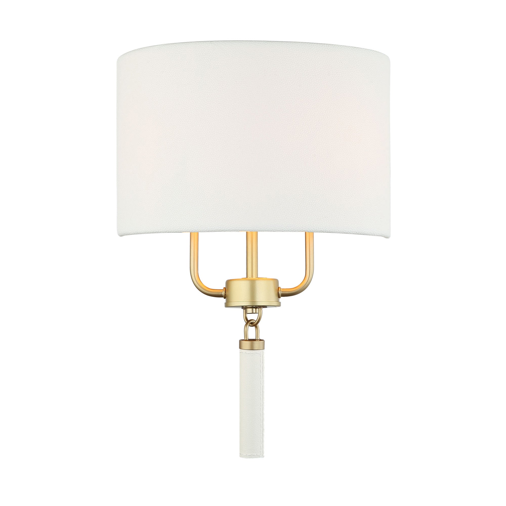 Secret Agent 2 Light Sconce - Painted Gold/White Leather