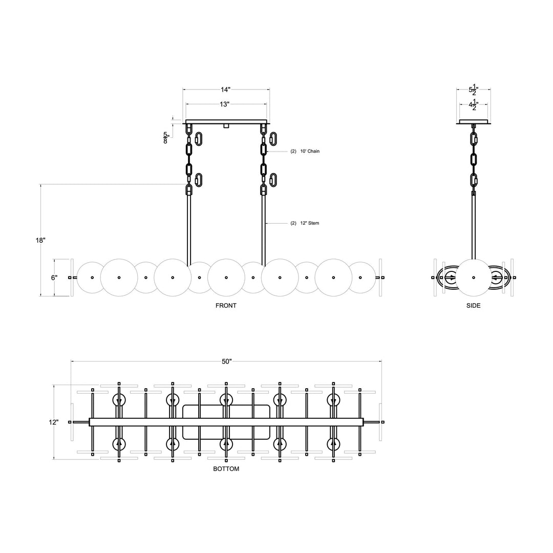 Cosmos 370N10HG 10-Light Linear Pendant Light - Havana Gold