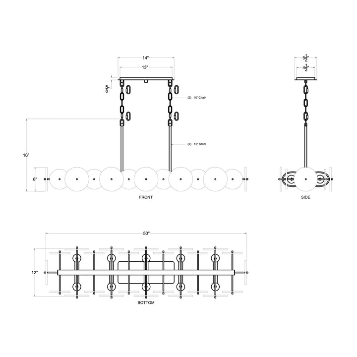 Cosmos 370N10HG 10-Light Linear Pendant Light - Havana Gold