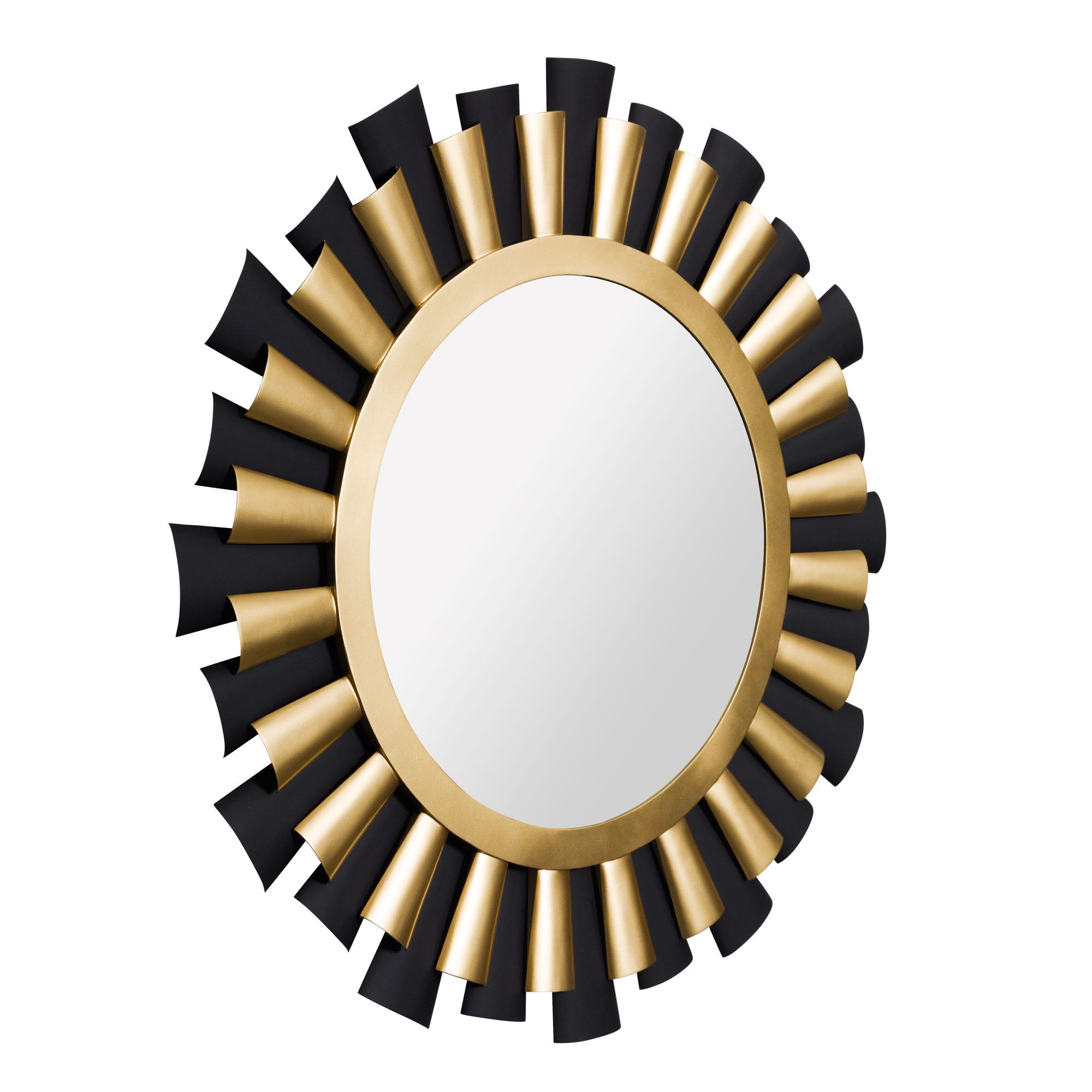 Daphne 36-in   Wall Mirror - Matte Black/French Gold