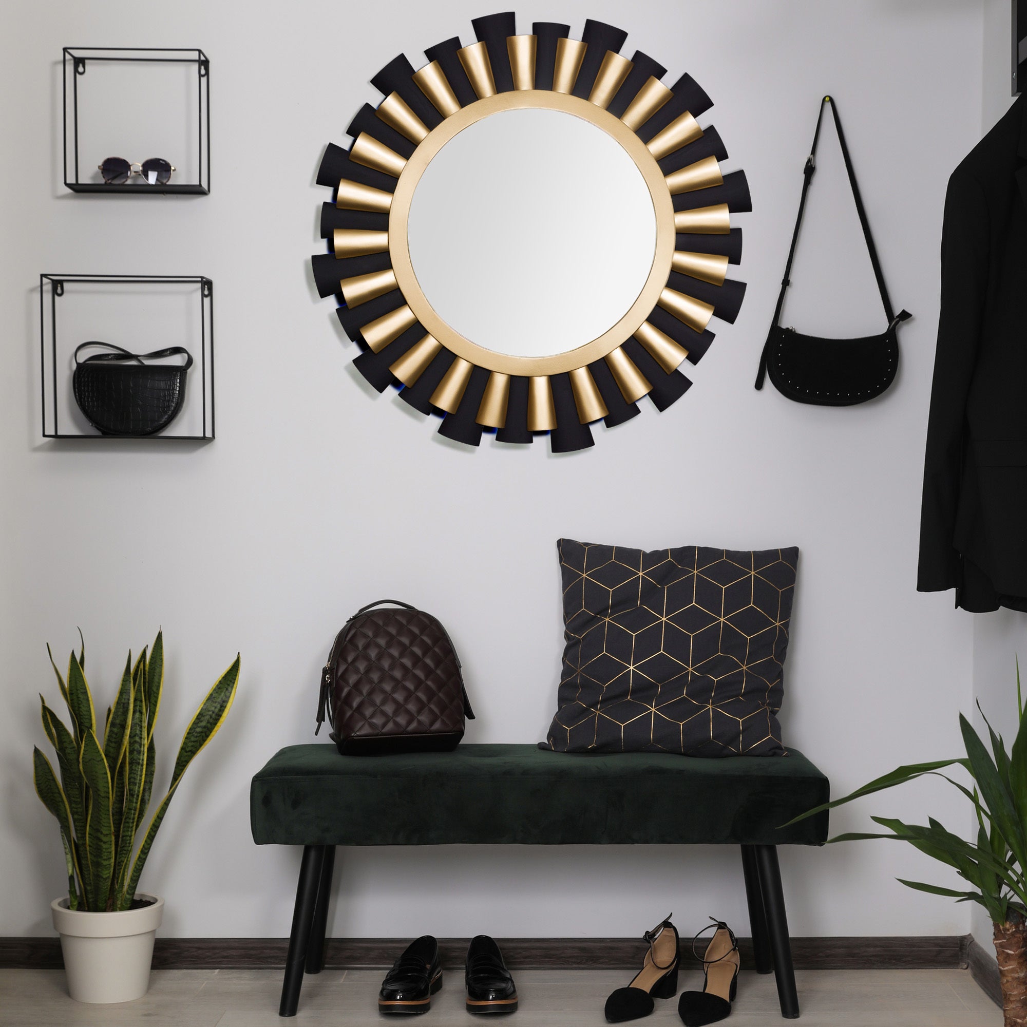 Daphne 372MI36MBFG Mirror - Matte Black/French Gold