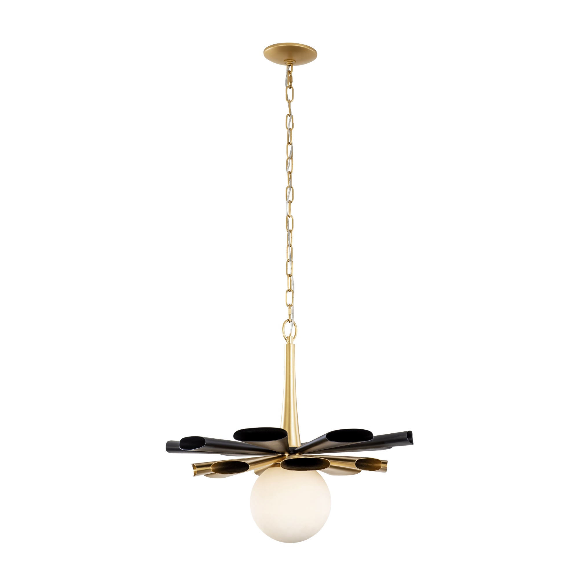 Daphne 1 Light Large Pendant - Matte Black/French Gold