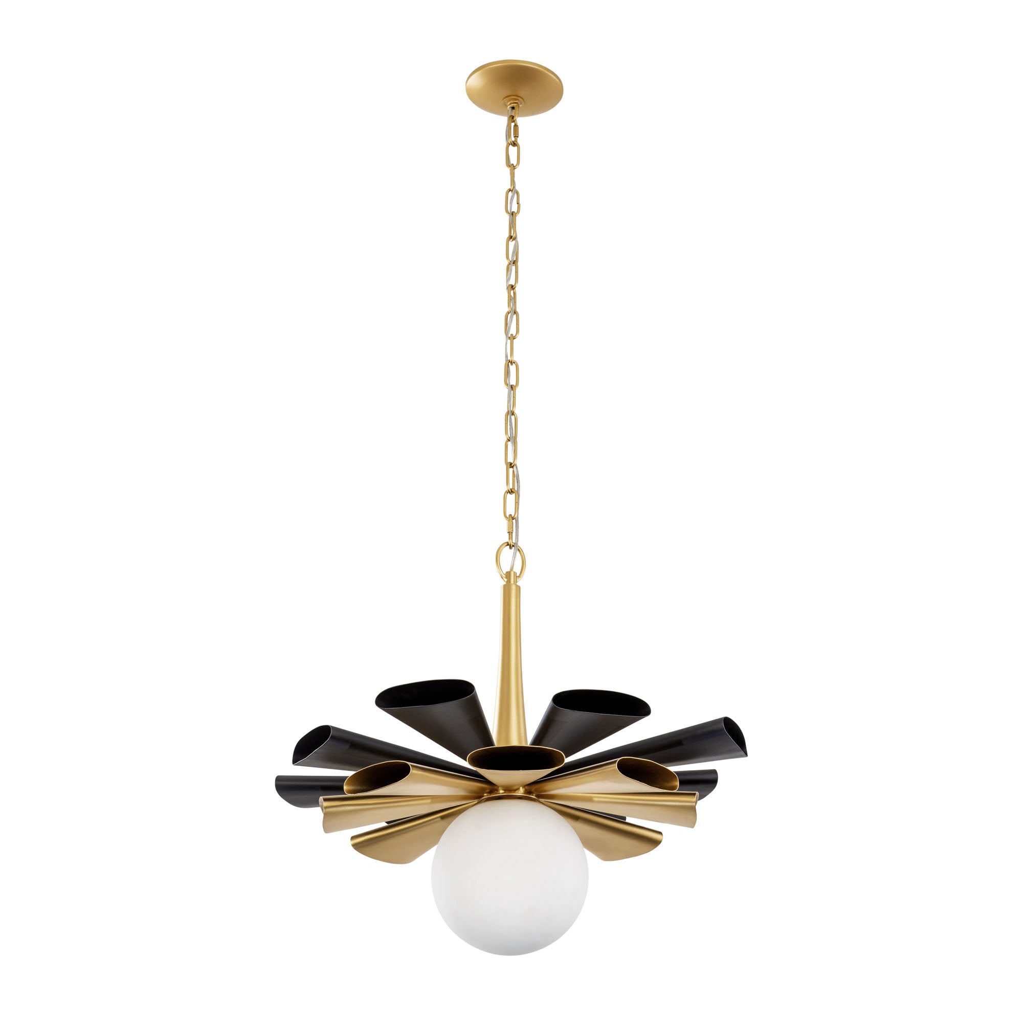 Daphne 1 Light Large Pendant - Matte Black/French Gold