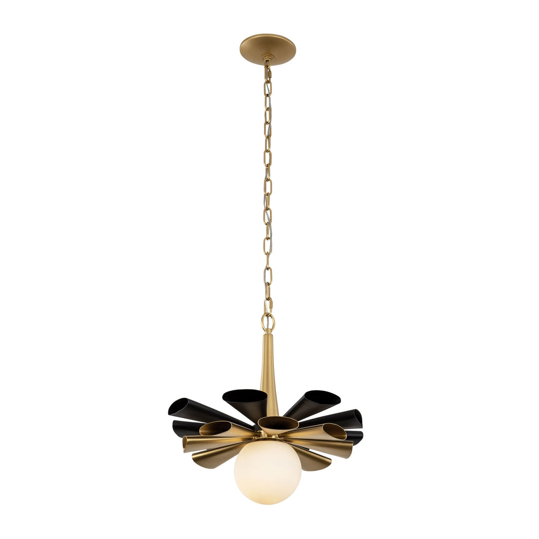 Daphne 372P01MMBFG 1-Lt Medium Pendant Light - Matte Black/French Gold