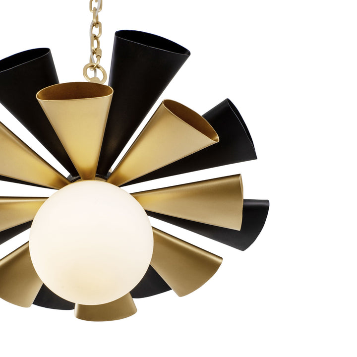 Daphne 372P01MMBFG 1-Lt Medium Pendant Light - Matte Black/French Gold