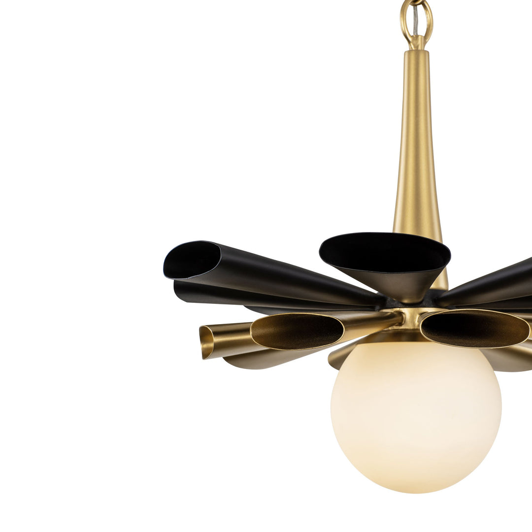 Daphne 372P01MMBFG 1-Lt Medium Pendant Light - Matte Black/French Gold