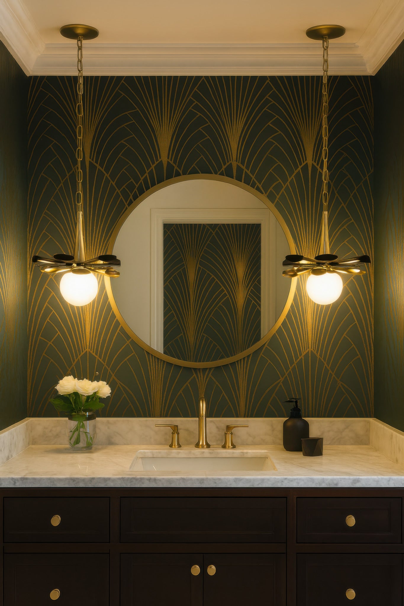 Daphne 1-Light Medium Pendant - Matte Black/French Gold