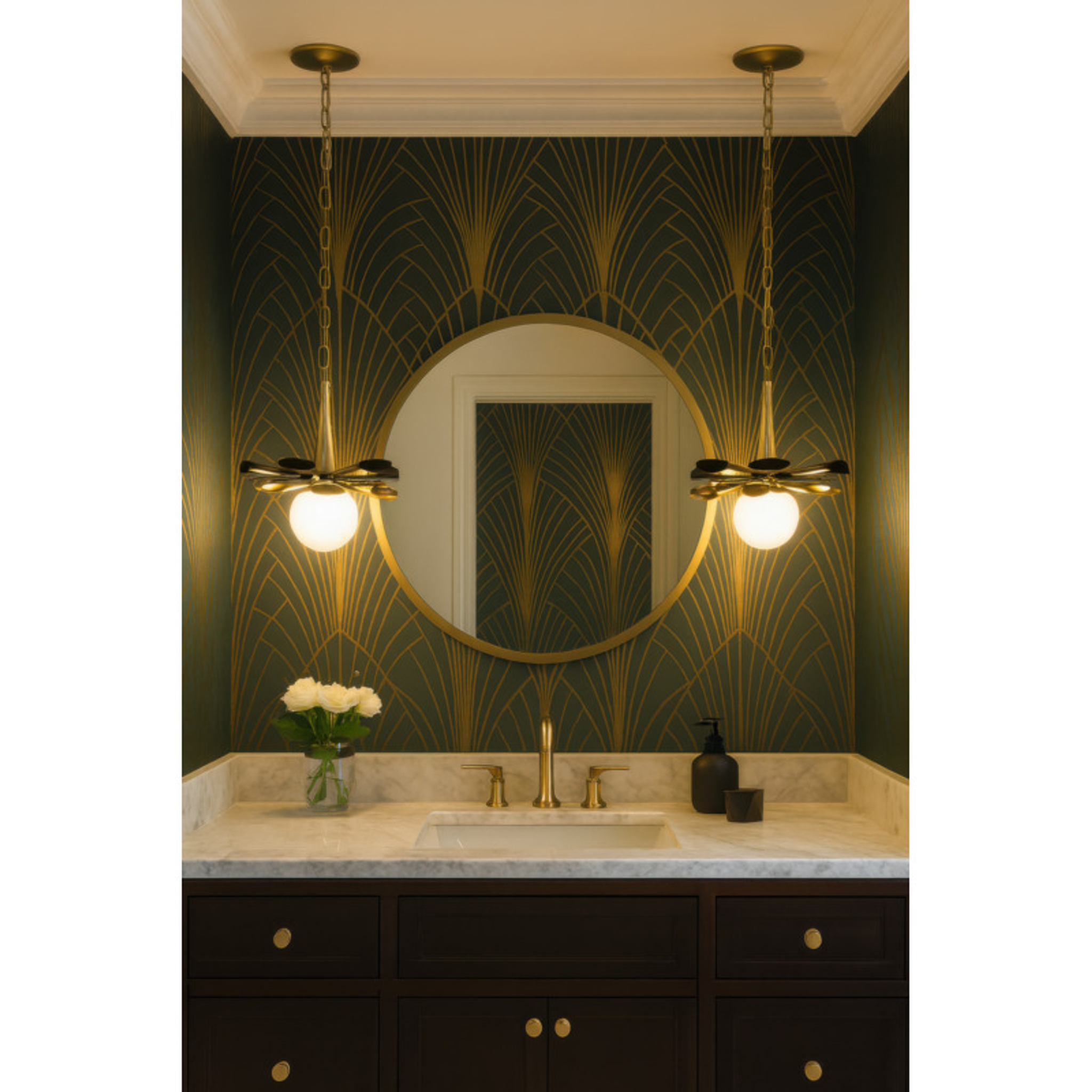 Daphne 1-Light Medium Pendant - Matte Black/French Gold