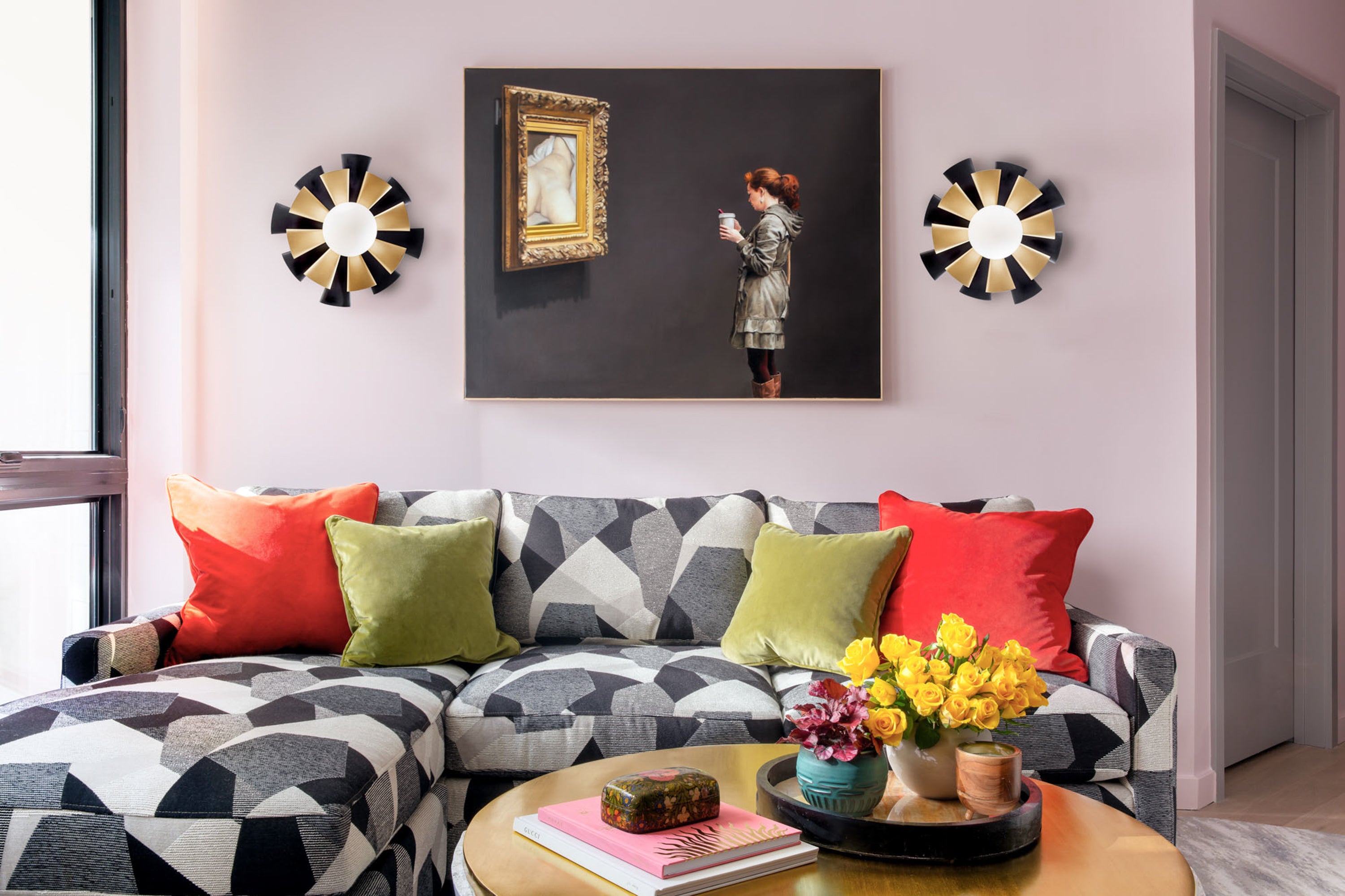 Daphne 1-Light Convertible Flush Mount/Sconce - Matte Black/French Gold