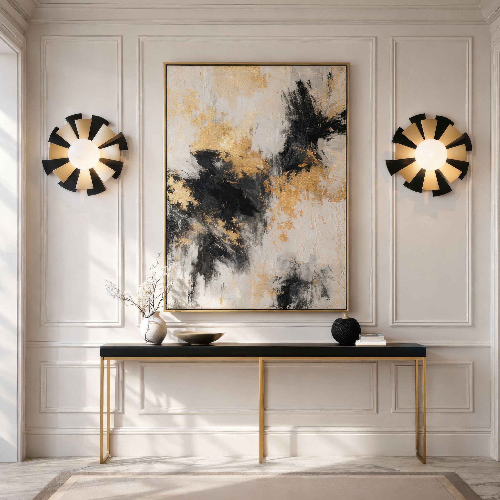 Daphne 1 Light Medium Convertible Flush Mount/Sconce - Matte Black/French Gold