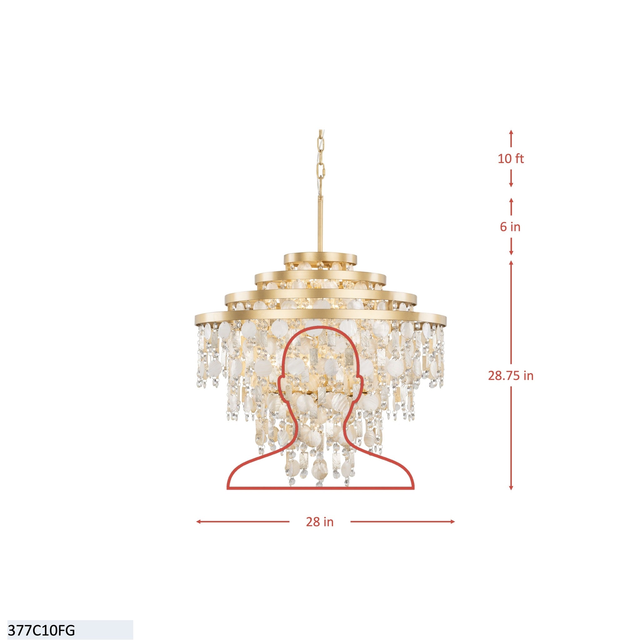 Kalani 10 Light Chandelier - French Gold