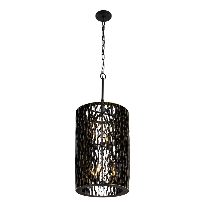 Estela 380F06MBFG 6-Lt Foyer Pendant Light - Matte Black/French Gold