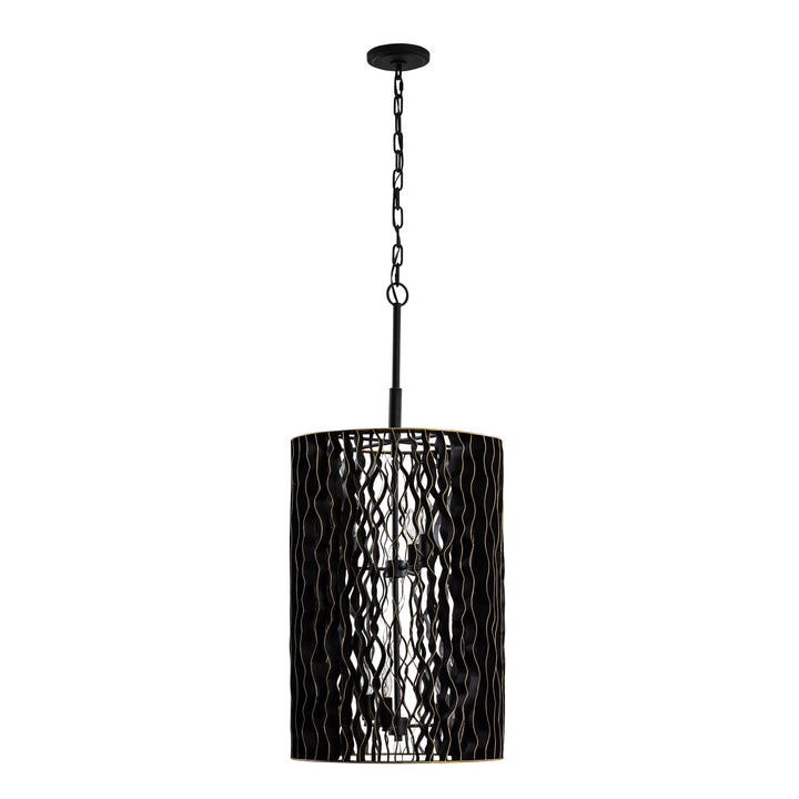 Estela 380F06MBFG 6-Lt Foyer Pendant Light - Matte Black/French Gold