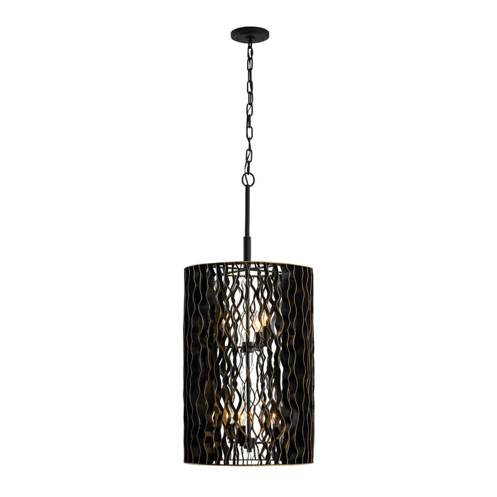 Estela 380F06MBFG 6-Lt Foyer Pendant Light - Matte Black/French Gold