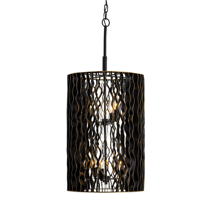 Estela 380F06MBFG 6-Lt Foyer Pendant Light - Matte Black/French Gold