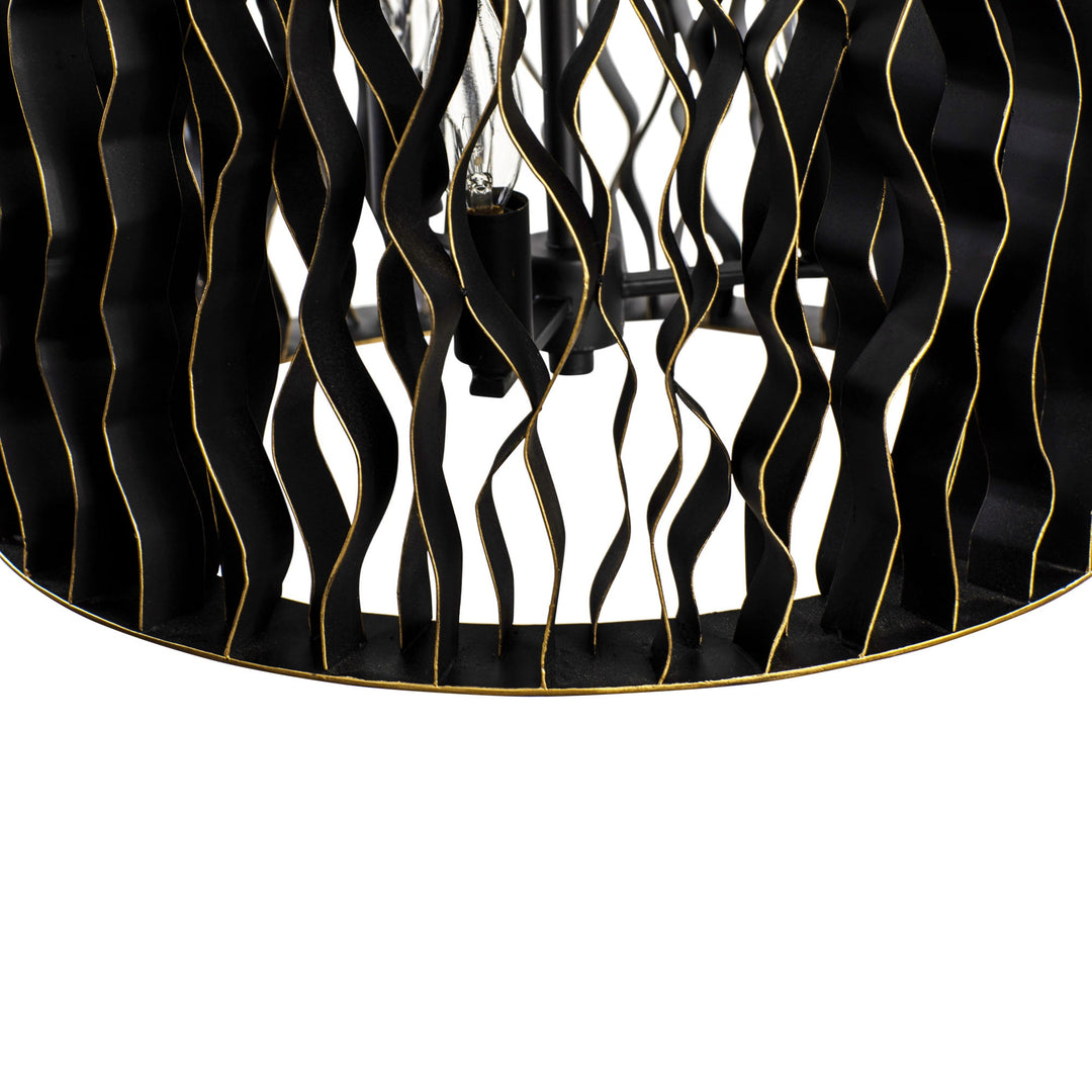 Estela 380F06MBFG 6-Lt Foyer Pendant Light - Matte Black/French Gold