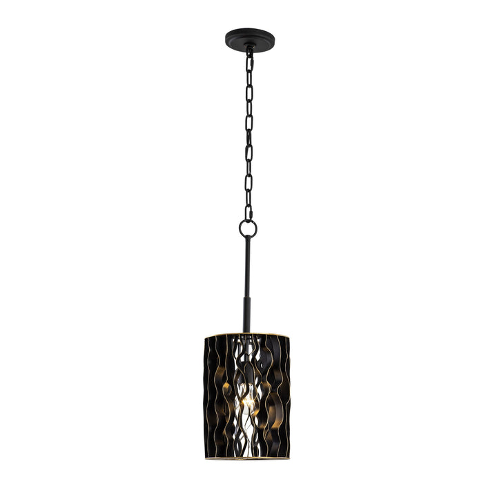 Estela 380M01MBFG 1-Lt Mini Pendant Light - Matte Black/French Gold