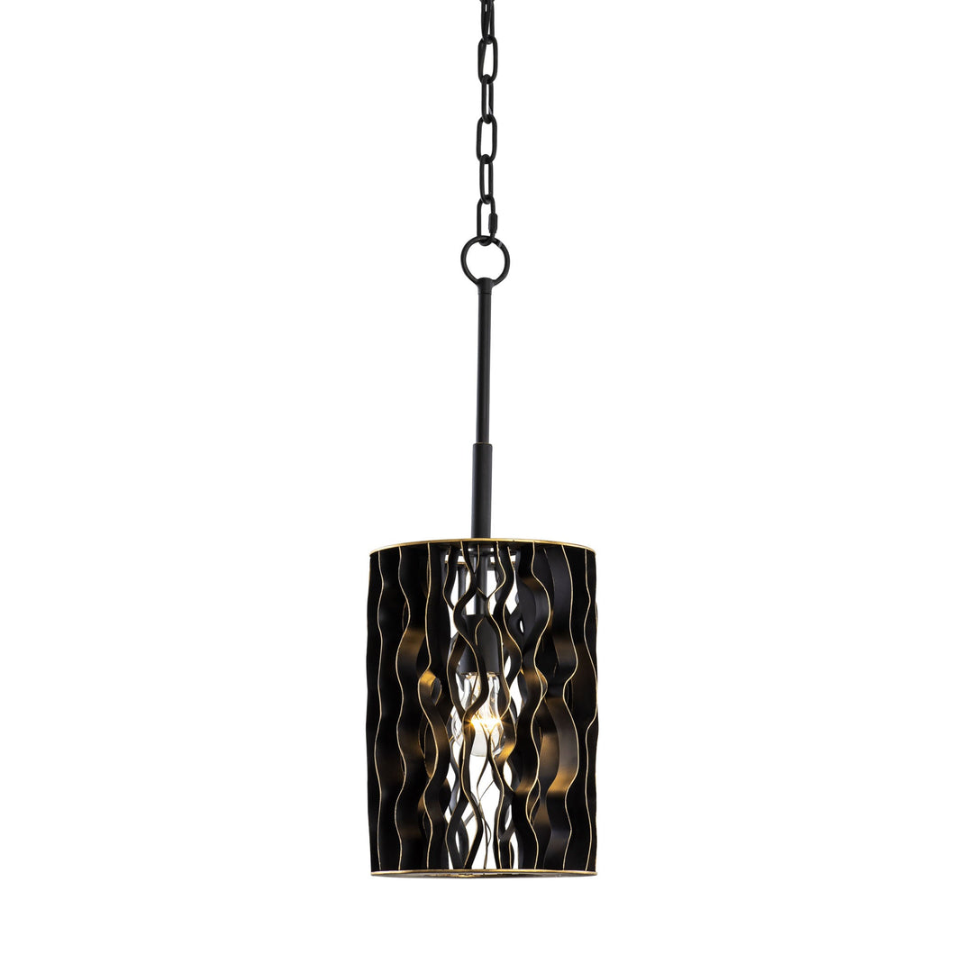 Estela 380M01MBFG 1-Lt Mini Pendant Light - Matte Black/French Gold