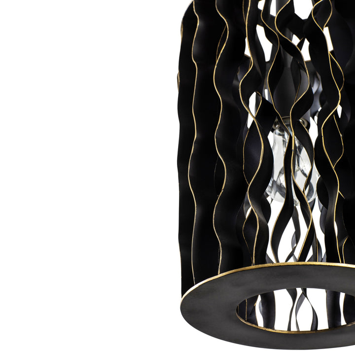 Estela 380M01MBFG 1-Lt Mini Pendant Light - Matte Black/French Gold