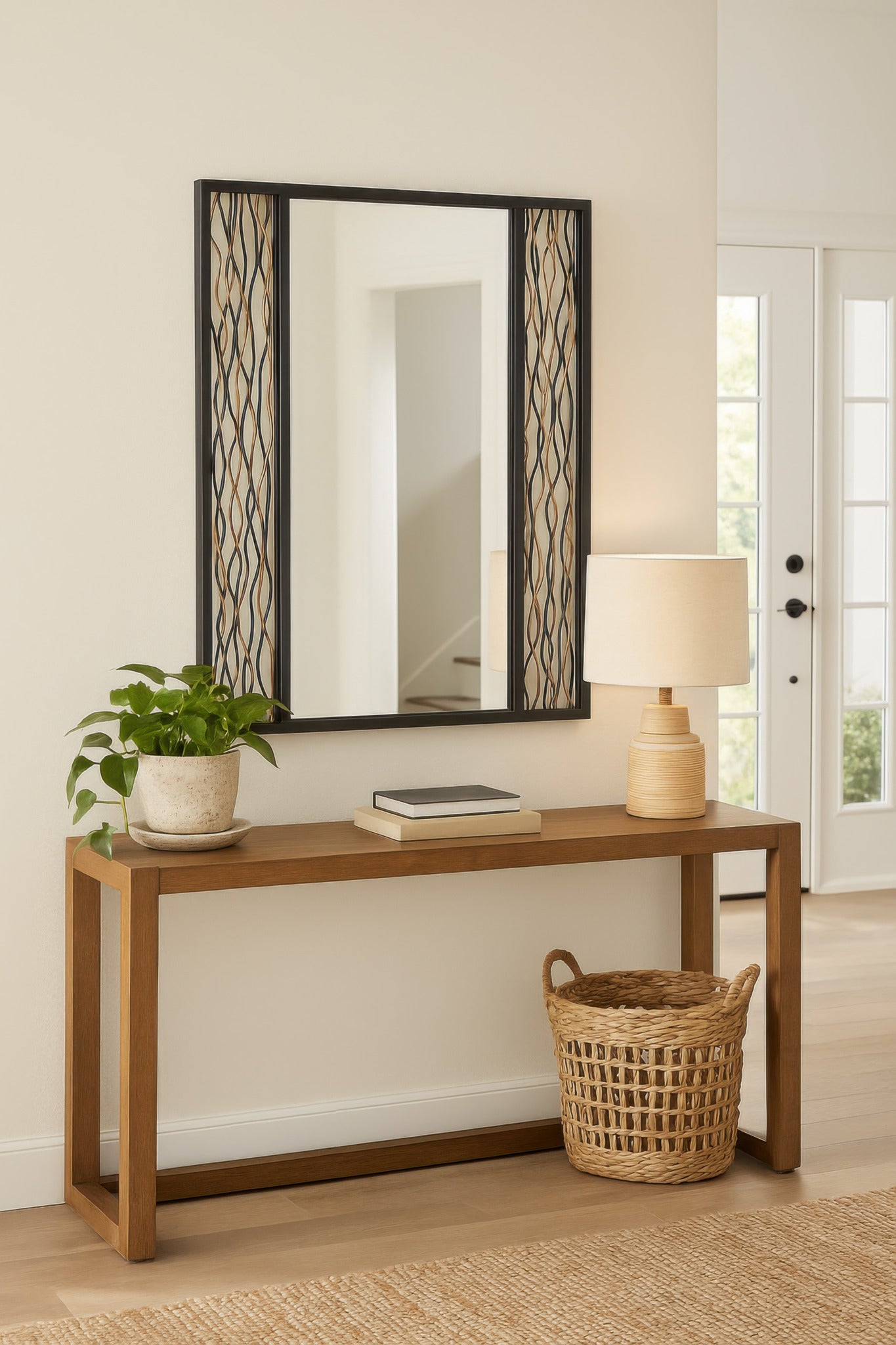 Estela 30x40 Rectangular Wall Mirror - Matte Black/French Gold