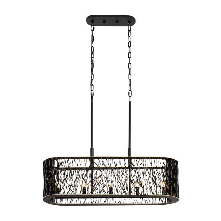 Estela 380N05MBFG 5-Lt Kitchen Pendant Light - Matte Black/French Gold