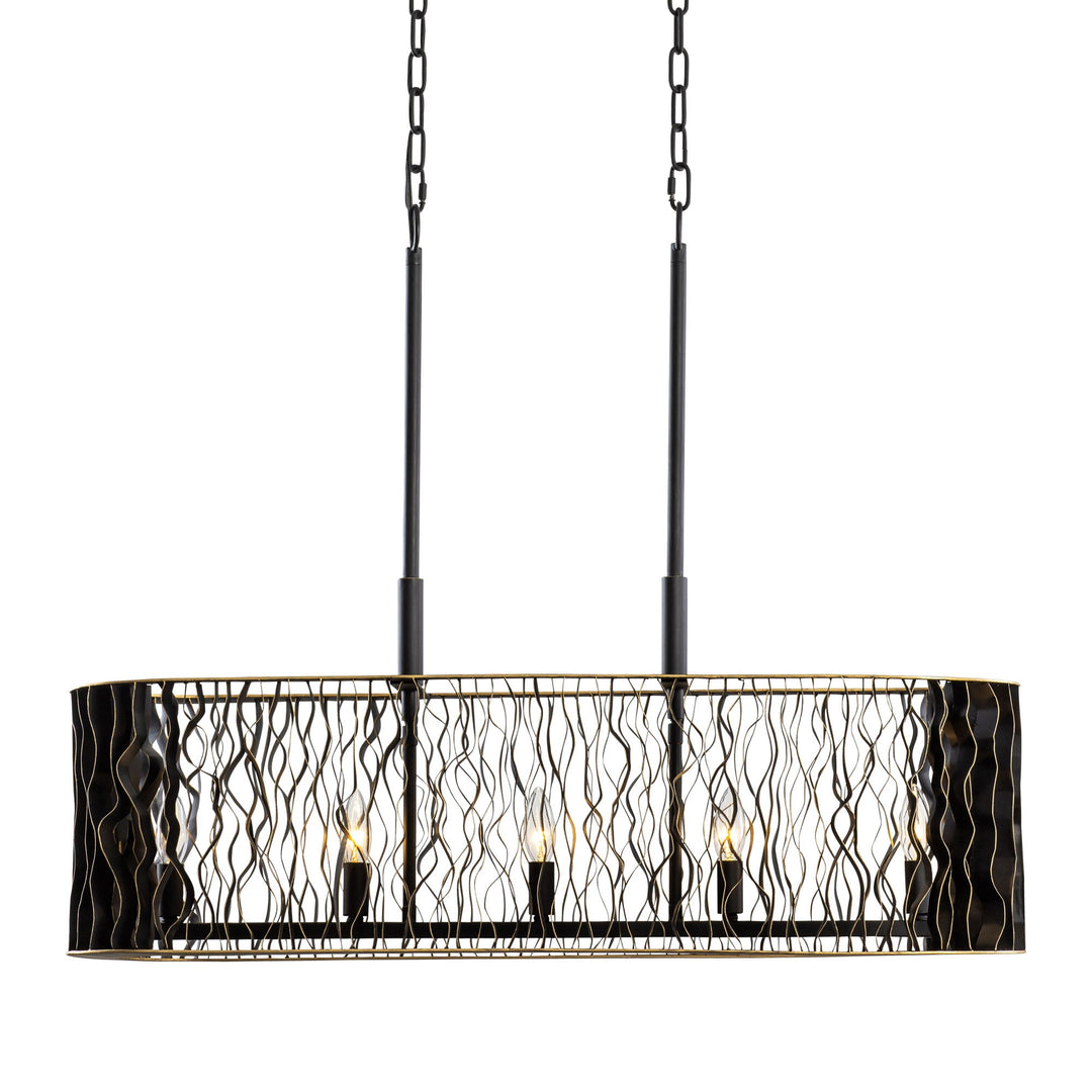 Estela 380N05MBFG 5-Lt Kitchen Pendant Light - Matte Black/French Gold