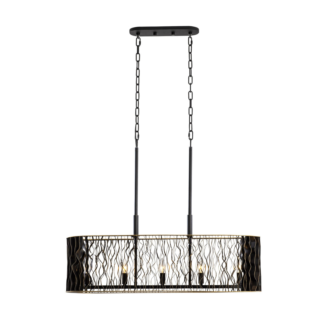 Estela 380N05MBFG 5-Lt Kitchen Pendant Light - Matte Black/French Gold