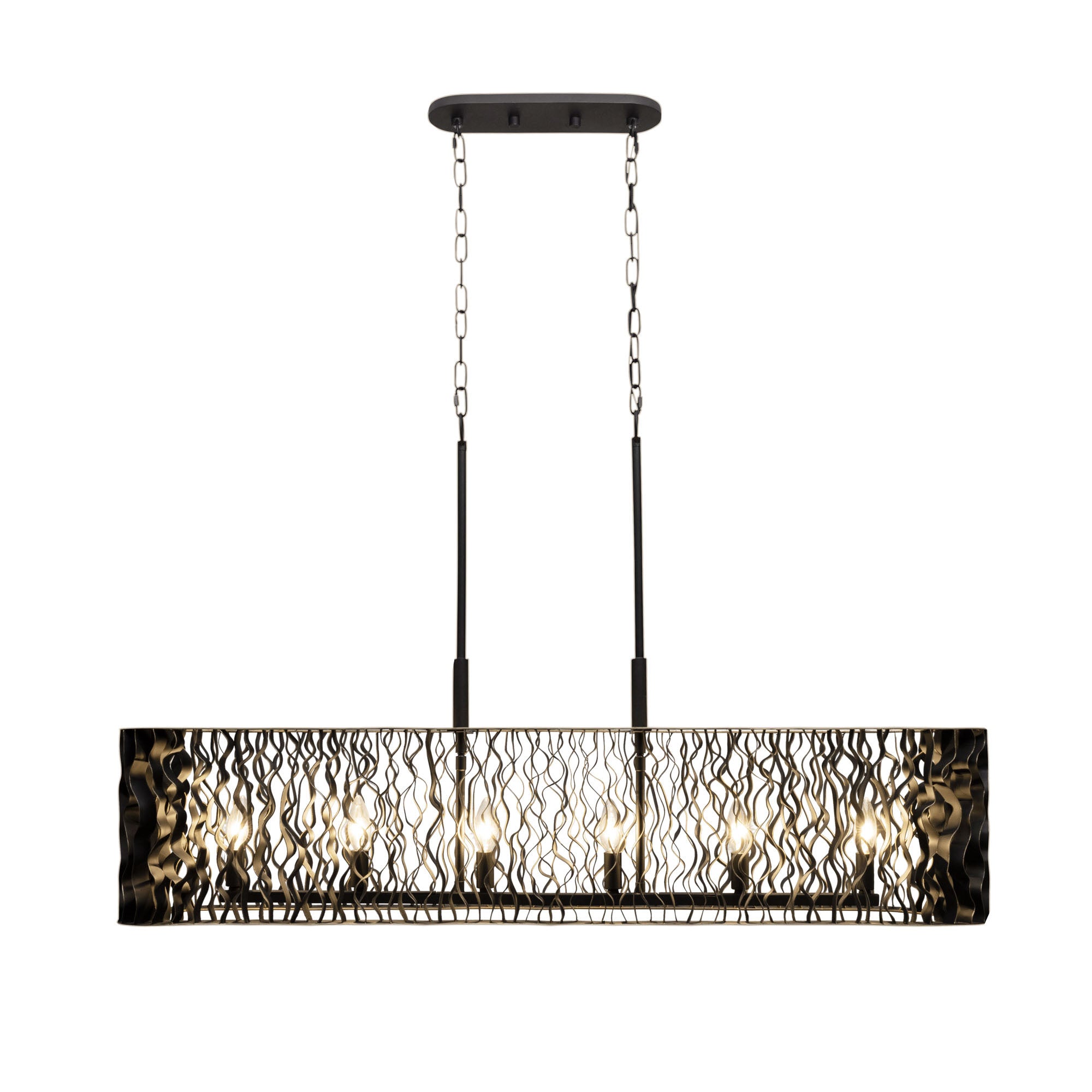 Estela 6 Light   Linear Pendant - Matte Black/French Gold