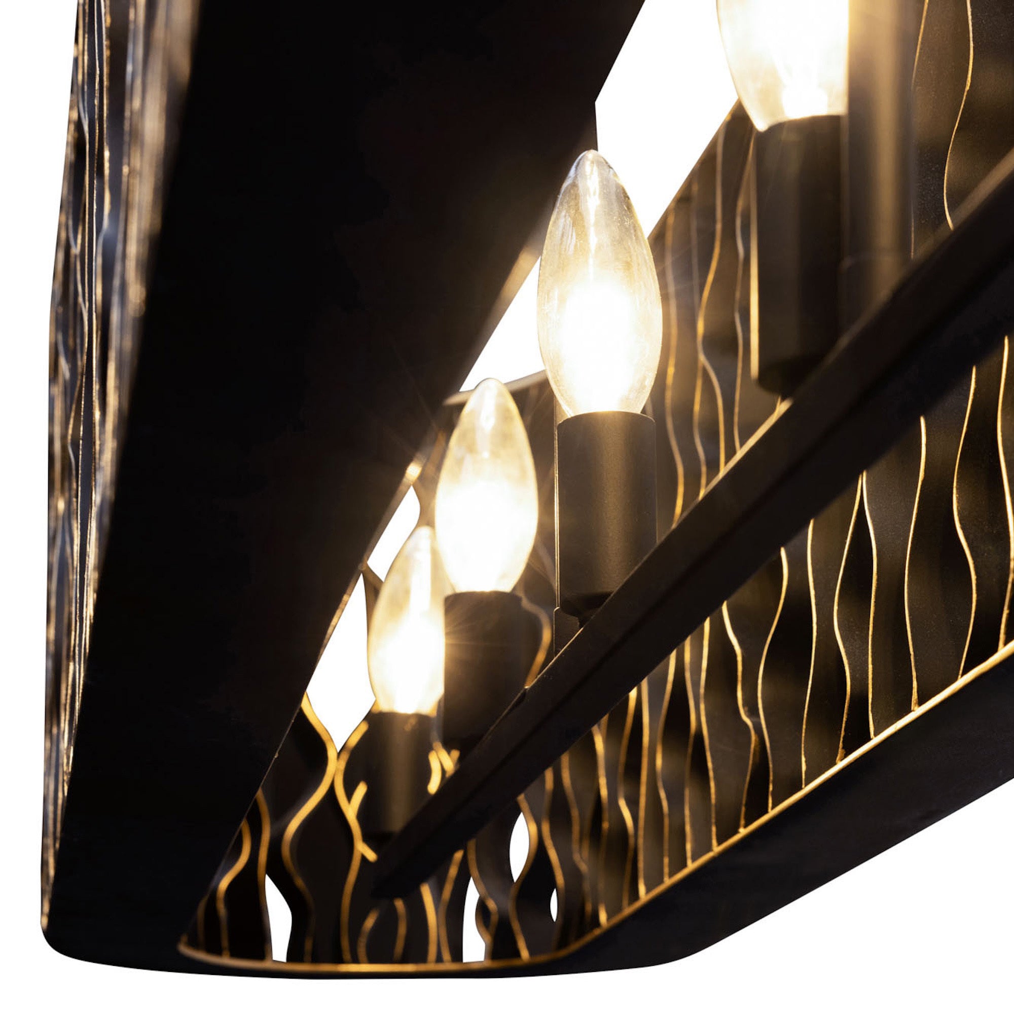 Estela 6 Light   Linear Pendant - Matte Black/French Gold