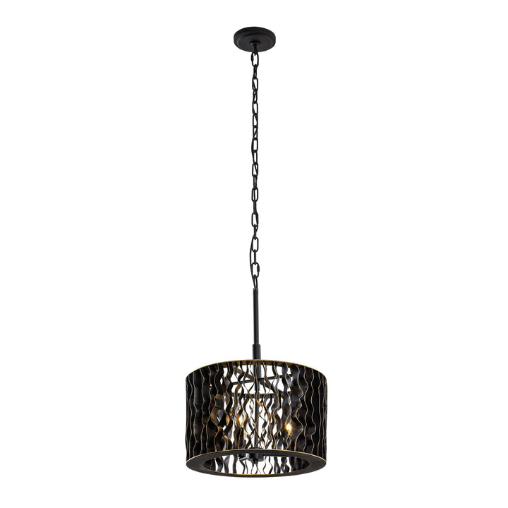 Estela 380P03MBFG 3-Lt Convertible Pendant/Ceiling Light - Matte Black/French Gold