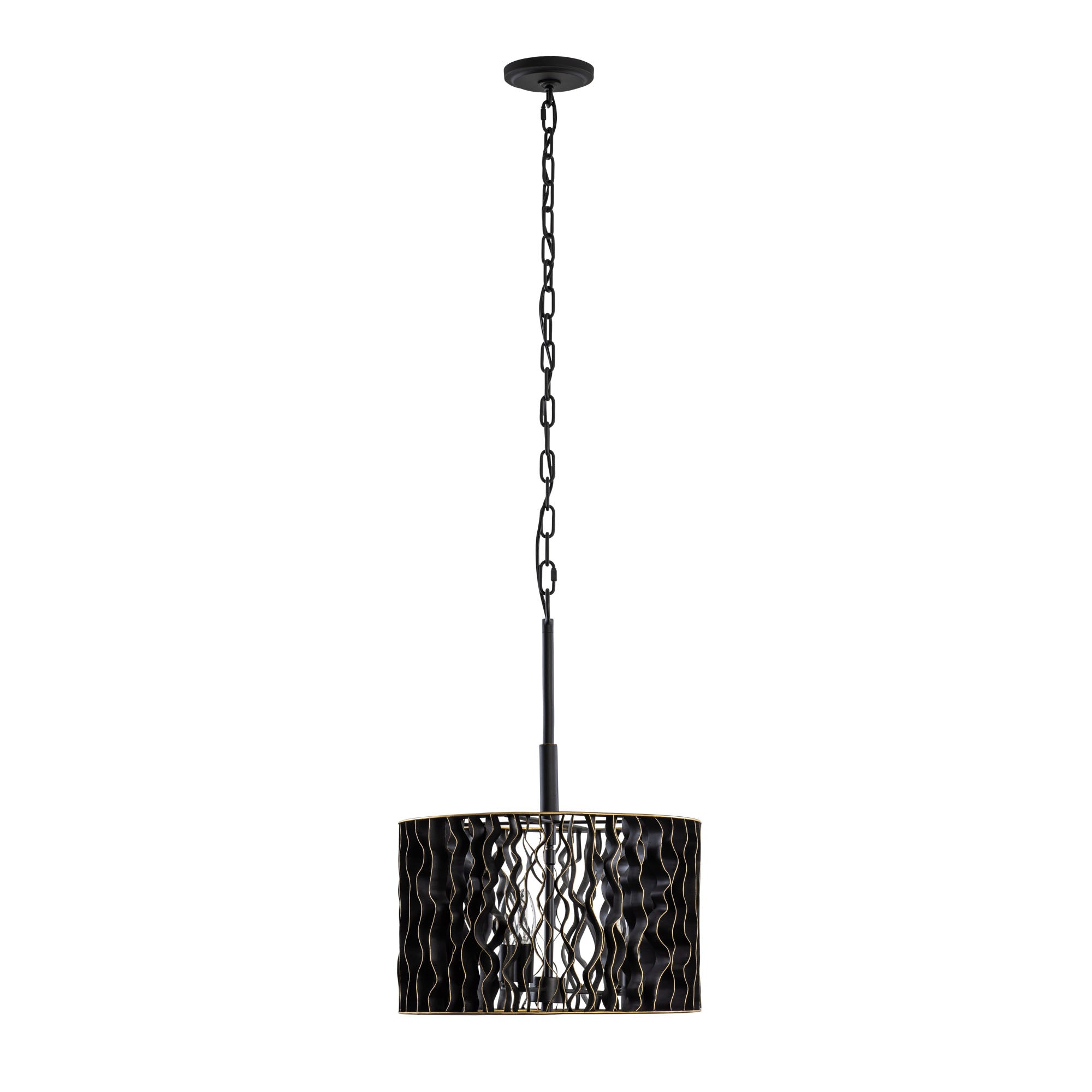 Estela 3 Light Convertible Pendant/Semi-Flush - Matte Black/French Gold
