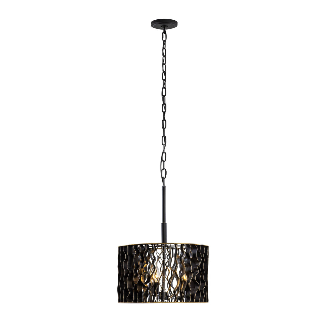 Estela 380P03MBFG 3-Lt Convertible Pendant/Ceiling Light - Matte Black/French Gold