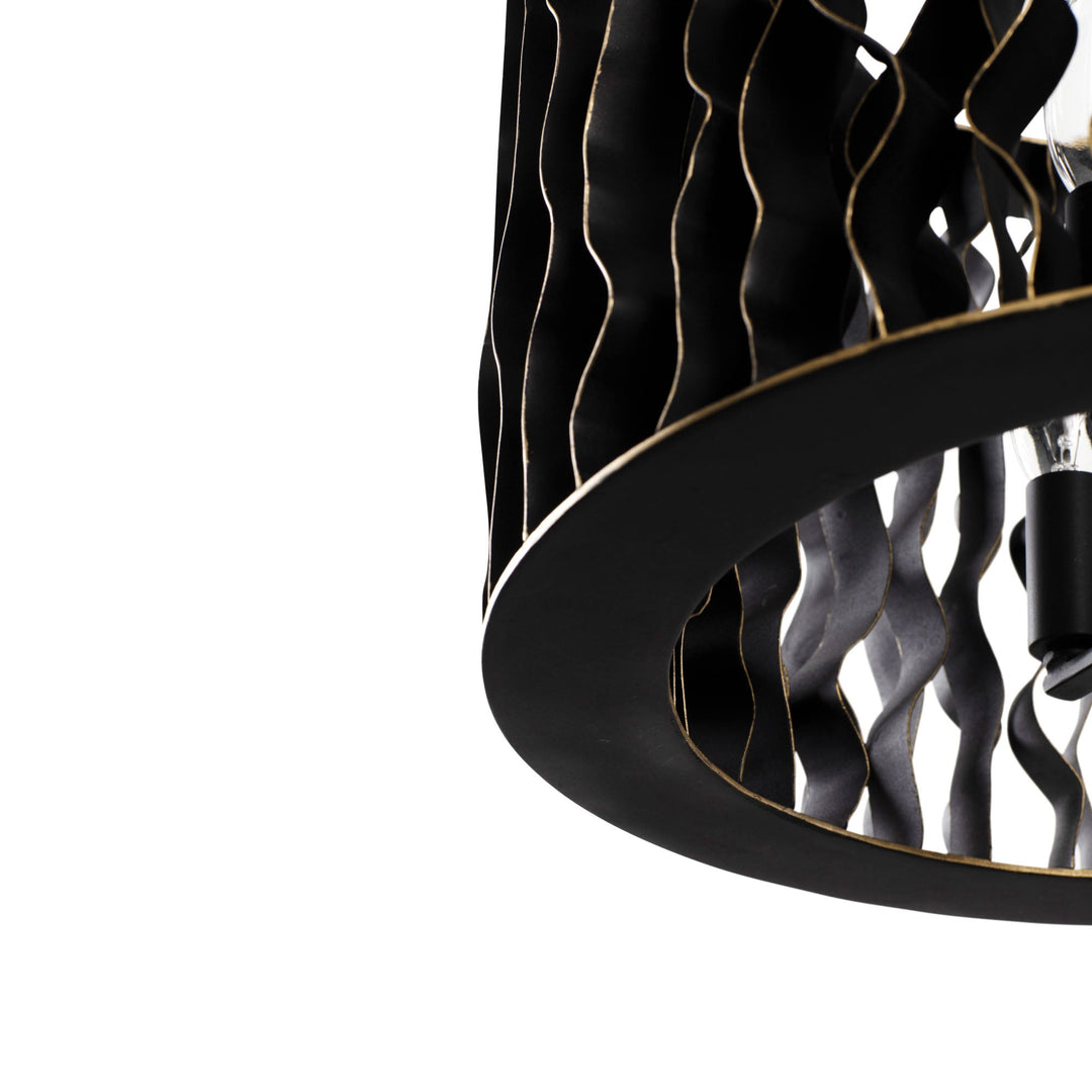 Estela 380P03MBFG 3-Lt Convertible Pendant/Ceiling Light - Matte Black/French Gold