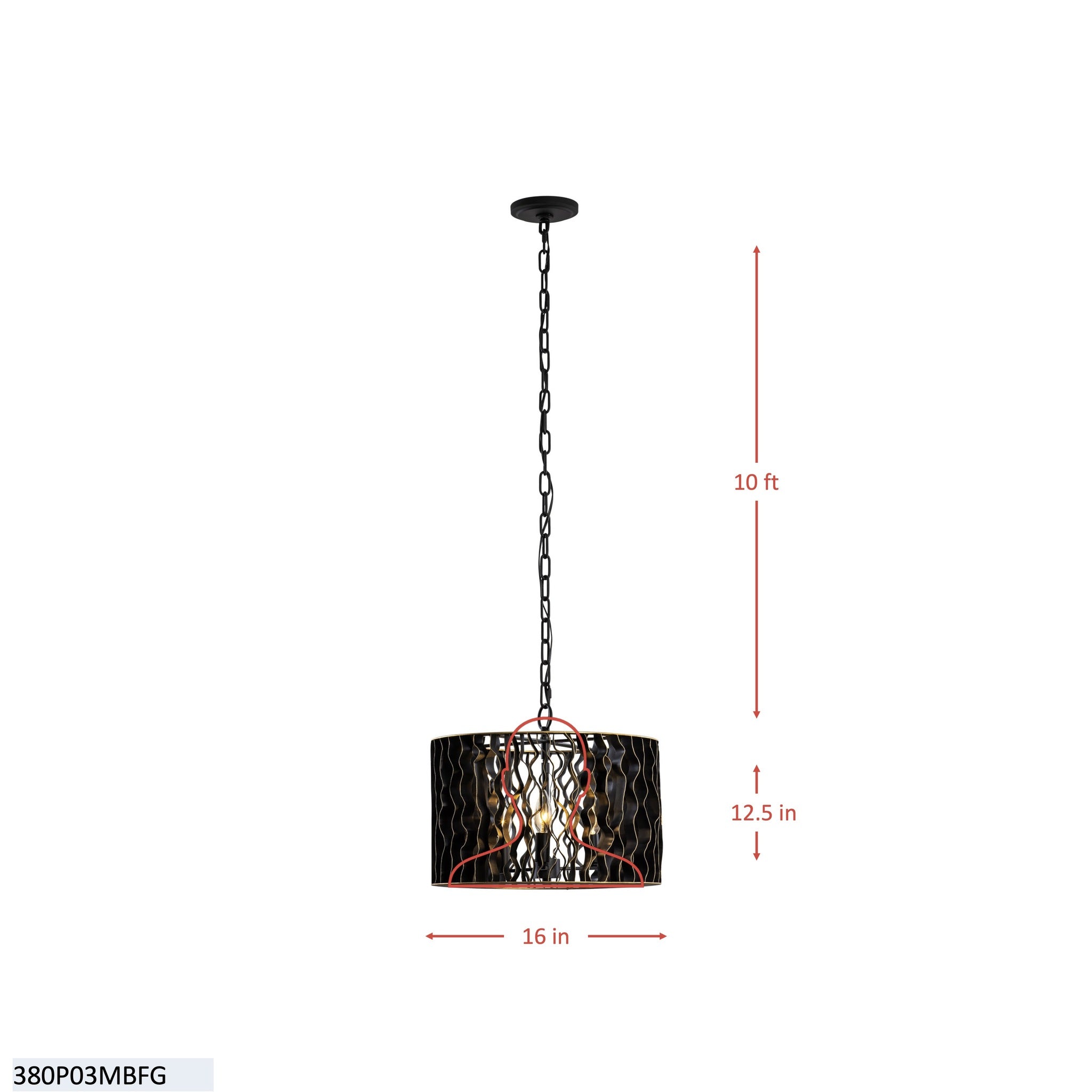 Estela 5 Light Pendant - Matte Black/French Gold