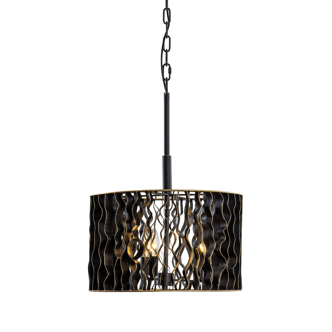 Estela 380P03MBFG 3-Lt Convertible Pendant/Ceiling Light - Matte Black/French Gold