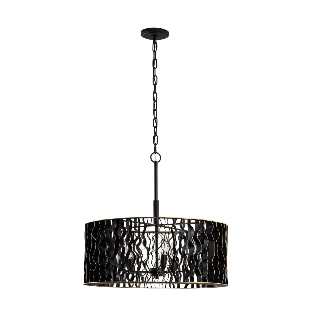 Estela 380P05MBFG 5-Lt Pendant Light - Matte Black/French Gold