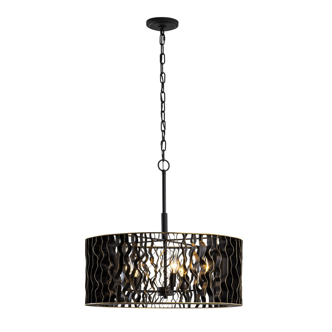 Estela 380P05MBFG 5-Lt Pendant Light - Matte Black/French Gold