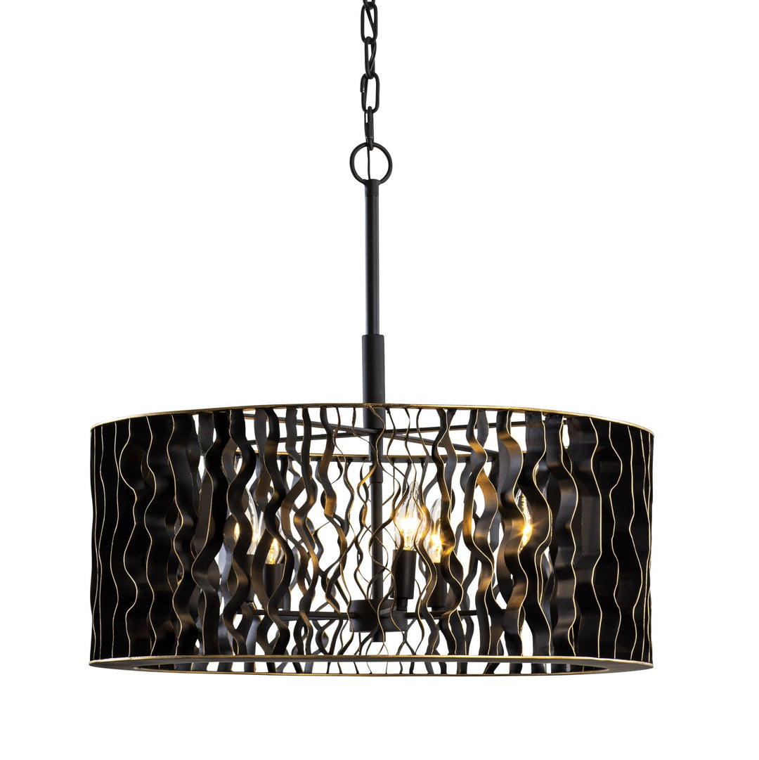 Estela 380P05MBFG 5-Lt Pendant Light - Matte Black/French Gold